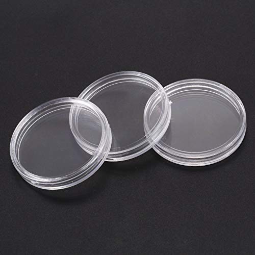 Xtahdge 10 pzs Caja de Monedas de plastico Transparente Redonda pequena 30mm