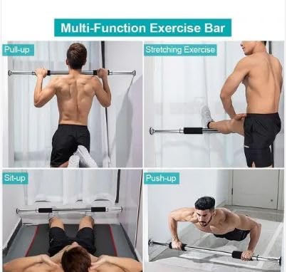 RK_Enterprise "Pull Up Bars For Home Workout -Chin Up Bar Gym Accessories for Men Door Way Adjustable Hanging Rod Without Screw, Anti-skid Grip, Strength Training Exercise Bar- Pullup Bar Red Black"