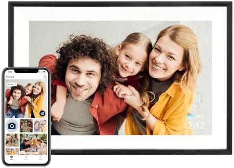 AEEZO Digitaler Bilderrahmen mit WLAN, 32 GB, 10,1 Zoll mit 1280×800 Auflösung, Schlafmodus, Elektronischer Bilderrahmen, Schnelles Fernhochladen von Videos und Fotos über die AiMO