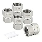 TAISHER 5PCS 304 Stainless Steel Flexible Movable Connector, 1/2″ NPT Female for Sprayer, 38MM Length, Angled Valve, Shower Arm