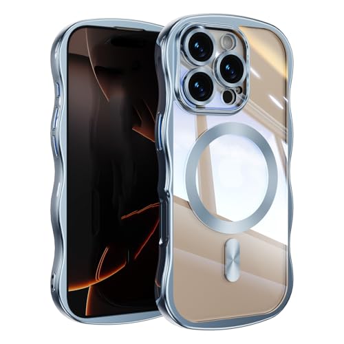�E�F�[�u�f�U�C�� MagSafe�Ή� iPhone 17 Pro Max �p �P�[�X ���� �J���������Y�ی� ���b�L���H �ϏՌ� �X�g���b�v�z�[�� �A�C�t�H��17�v���}�b�N�X �N���A �J�o�[ (�u���[, iPhone 17 Pro Max)