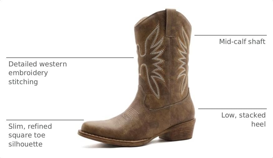 Image of GLOBALWIN Cowboy Boots for Women, Mid-Calf Western Style