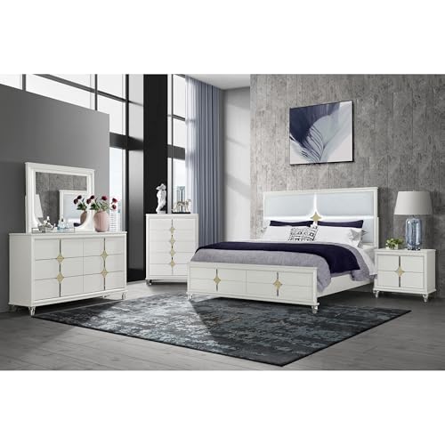 Stylish and Functional Bedroom Bench for Modern Decor, Plush White Upholstery, Sturdy Acrylic Legs, Champagne Finish - Image 3