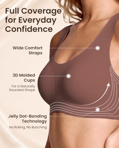Image of Ubras Seamless Bras for Women Light Support Wireless Bralette Comfortable Soft Smooth Pull On T-Shirt Bras