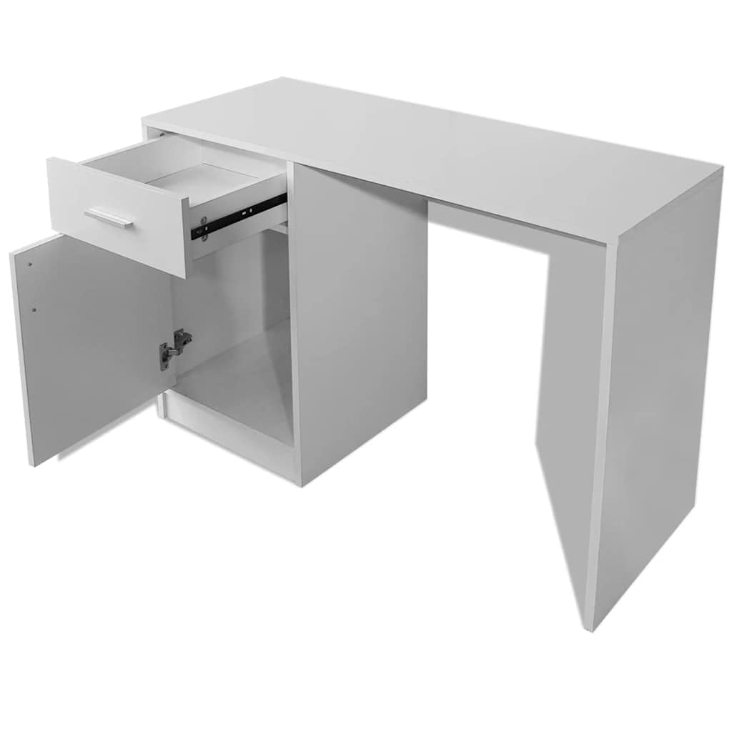 Bureau blanc 100 x 40 x 73 cm avec tiroir et armoire