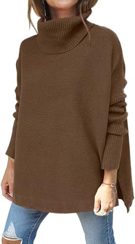 ASKSA Damen Pullover Rollkragenpullover Strickpullover | Frauen Winter Warm Sweater, Langarm Oversized Dick Strickpulls, Einfarbig Stricken Oberteile