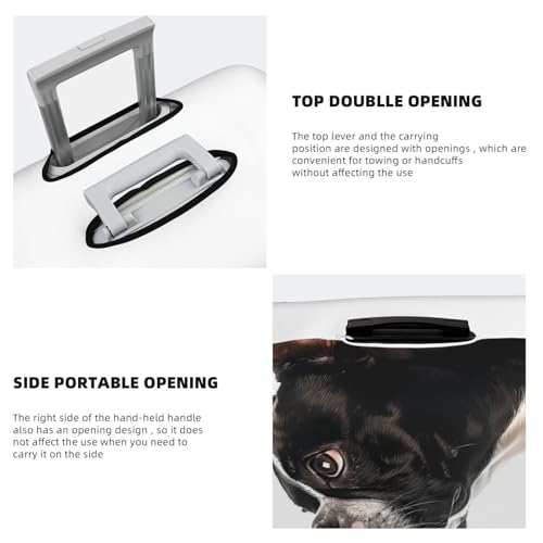 Black And White Boston Terrier Travel Luggage Covers - Elasticity Suitcase Covers Protector for Luggage 18-32 Inch4