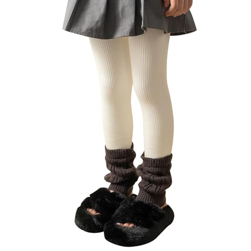 Generisch Legging thermique pour fille avec jambières assorties – Ensemble 2 en 1 composé de collants et manchettes doublés | Legging d'hiver chaud pour les jours froids, Style_l04 Blanc, 2-3 ans