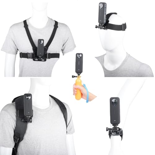 TANSUO 9�C��1�A�N�V�����J�����A�N�Z�T���[ Insta360 X5/ X4/ X3/Ace Pro/One RS/X�A�w�b�h�}�E���g�A�`�F�X�g�X�g���b�v�A���X�g�X�g���b�v�A�N�C�b�N�N���b�v�}�E���g�ƃt���[�e�B���O�n���h���AGoPro Hero�ASJ