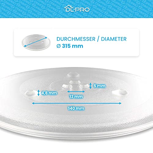 DL-pro Universal Mikrowellenteller 31,5cm Drehteller Drehscheibe Teller Glasteller Glasplatte Glasdrehteller mit 3 Noppen 315mm Rund Ersatz für Microwelle Mikrowelle