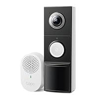 Tapo TP-Link Smart Video Doorbell Camera with Chime, Battery or Wired, 2K QHD Color Night Vison, 180° Ultra-Wide Head-to-Toe View, Ring Call, Smart AI Detection, 2-Way Audio, Up to 512 GB SD, D225