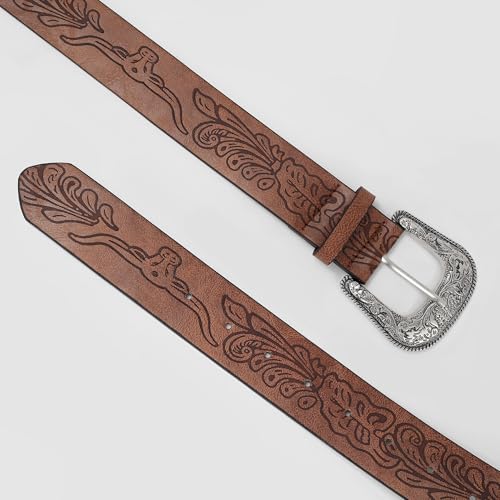 CHIC DIARY Western Belts for Women Cowgirl PU Leather Belt for Jeans Vintage Country Cowboy Waist Belt3
