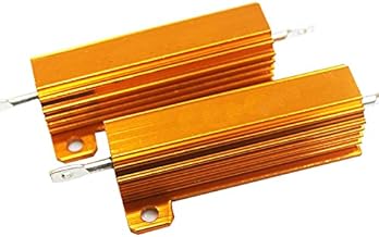 Aluminum Housing Resistor, Gold 50W 25 Ohm Aluminum Case Clad Wirewound Resistor Load Resistors, 2 Pcs