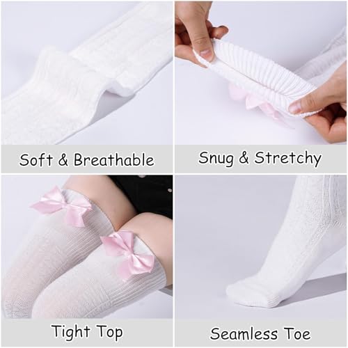 Women Thigh High Socks Extra Long Cute Knit Warm Thick Tall Long Boot Stockings Over the Knee Socks with Bow Leg Warmers4