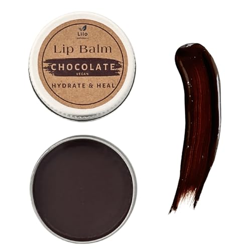 Image of Chocolate Lip Balm for Dry, Chapped and Pigmented Lips | Enriched with Cocoa, Almond Oil & Candelilla Wax | Deeply Nourishing Lip Care for Dark and Cracked Lips | All Natural, Handmade, Plant Based, Vegan and Chemical Free | 10 g | Pack of 1