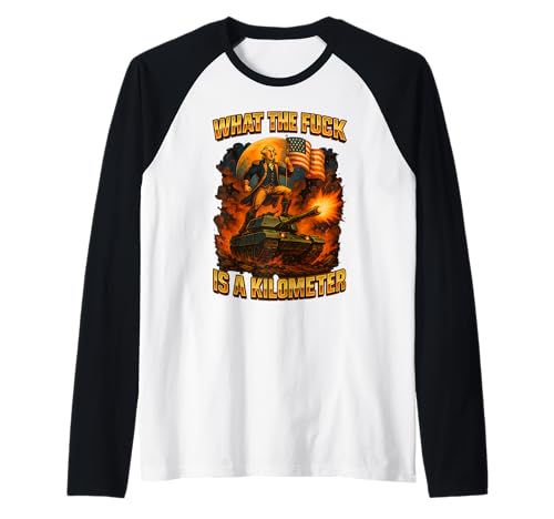 WTF es un kilómetro George Washington 4 de julio Camiseta Manga Raglan