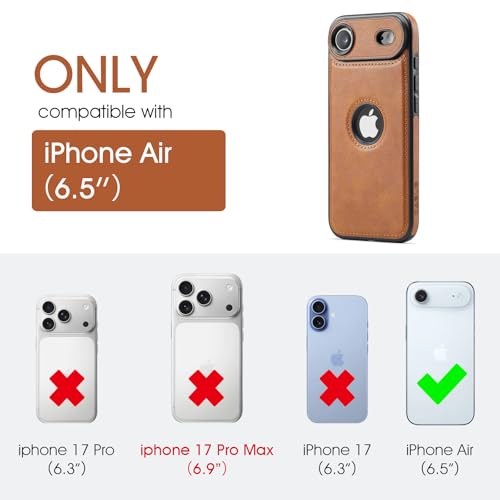 Casus Magnetic Leather Case for iPhone Air, MagSafe Compatible, Business Classic Style, Shockproof Slim Fit Protective Cover for Men & Women, Brown, 6.5” (2025) by C Casus - Used condition - Image 2