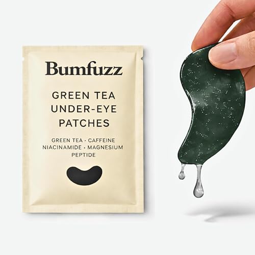 Bumfuzz Green Tea Under-Eye Patches (12 Pairs) | Depuff & Brighten Eye Gel Patches for Dark Circles & Tired Eyes | Plant-Based, Vegan with Caffeine, Niacinamide, Magnesium & Vegetable Peptides