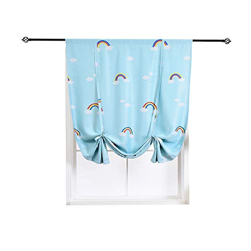 Jarl Home Black Out Curtain Rods For Living Room Rainbow Print Tie-Up Polyester Kids Room Darkening Curtains For Bedroom Balloon Shade Window Curtain Panels #TOP29