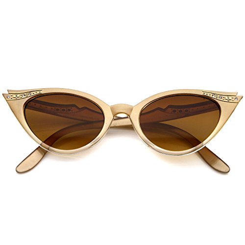 zeroUV Women's Retro Rhinestone Embellished Cat Eye Sunglasses 51mm