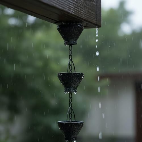 Cadena de lluvia para evitar salpicaduras en el jardín con campanas sonoras 4