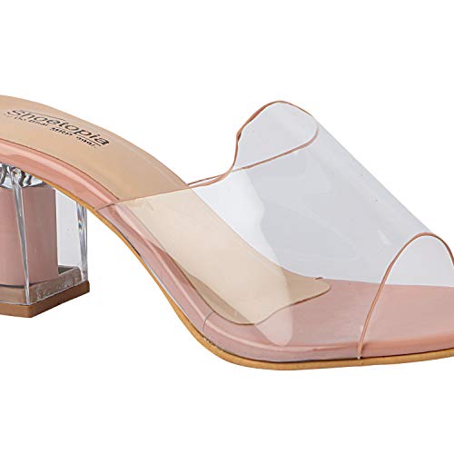 Image of Shoetopia Womens /Girls Transparent Solid Block Heels