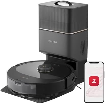 roborock Q8 MAX+ Robot Aspirador Cepillos Dobles, Vaclado automático de la sucledad, HyperForce® 5500 Pa, Zonas Prohibidas, PreciSense® LiDAR, Dibujo 3D, Niveles de Limpieza Múltiple, App, Negro