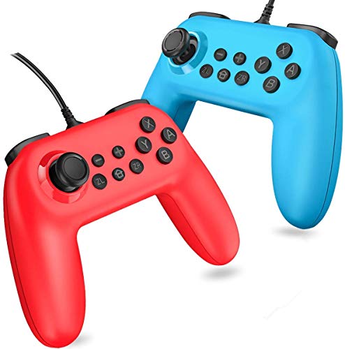「2020最新版」Joy-Con コントローラー BEBONCOOL Switch コントローラージョイコン コントローラー プロコン 有線 接続 メーカー3年保 HD振動 3Dジョイスティック 格闘 コントローラ 小型 子供 家庭に最適 日本語取扱説明書 赤と青