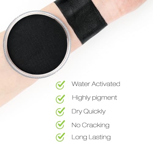 Bowitzki 30g Professional Face Paint Body Paint Water Based Face painting Makeup Safe for Adults Split Cake Single Color Halloween Christmas - Black