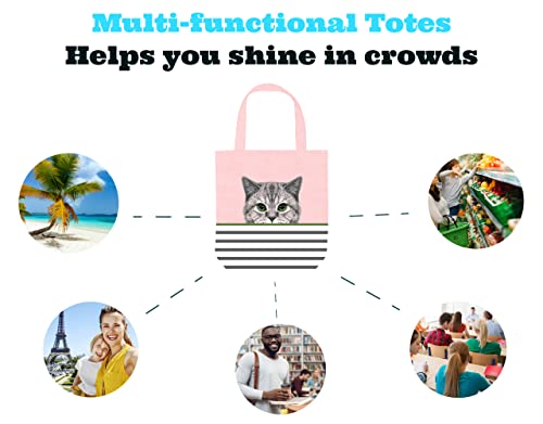 Cute Cat Pink Tote Bag - Cat Gifts For Women - Pink Black Cat Gifts For Cat Lovers - Cat Mom Gifts - Birthday Bags For Cat Lover Gifts - Teacher, Book Tote Bag - Large Reusable For Shopping (Pink Cat) #TOP2