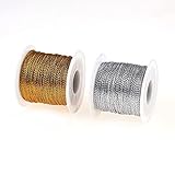 2 Spools 656 Feet Metallic Thread Gold Jewelry Thread Silver Craft String Tinsel String Craft Making Cord