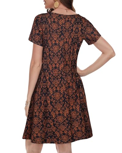 Image of Summer Dresses for Women Casual Tshirt Short Sleeve Floral Sundress Beach Cover Ups with Pockets 2026