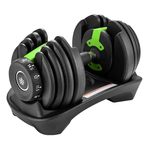 Cult 16kg Adjustable Dumbbell | 12 Weight Options (1.5kg–16kg) | Quick Weight Adjustment Dial | Non-Slip Compact Home Gym Dumbbell - Black