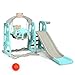 DREAMADE Altalena con Scivolo da Giardino per Bambini, Struttura per Arrampicarsi da Interno ed Esterno per Bambini Piccoli, Centro Attività con Altalena e Scivolo, 176x142x111 cm (Verde)