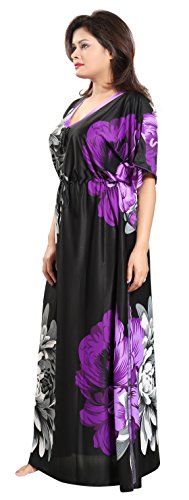Image of Noty Women's Kaftan Nighty | Serena Fabric | Floral Print Maxi | Short Sleeves | V Shaped Neck