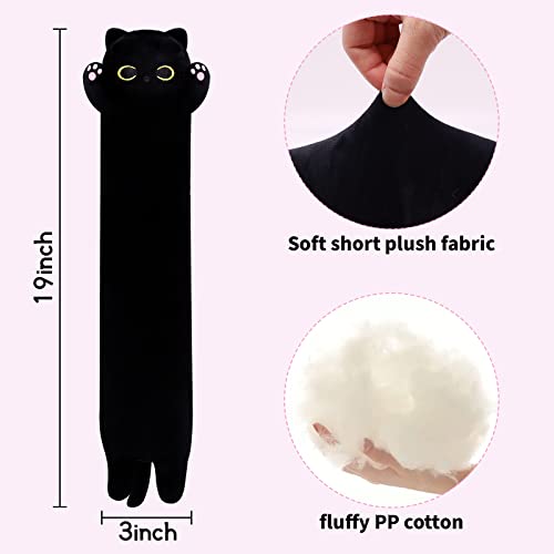 MUFEIRUO Lange Katze Kuscheltier Katzen Plüsch, Stofftiere Katzen Schwarze Plüsch Kissen, Stofftier Katze Geschenk Plüschkissen Weihnachten Geburtstagsfeier Geschenk