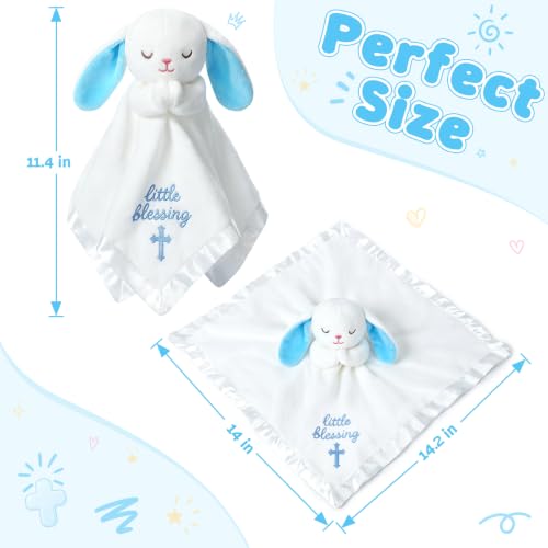 White Bunny Baptism Blanket, Loveys Baptism Gift for Baby Boys - Image 2