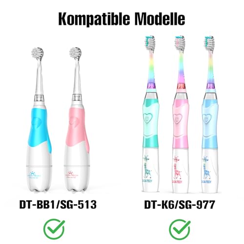 Dada-Tech Kids Elektrische Zahnbürsten Ersatzköpfe für DT-BB1, DT-K6, SG-513, SG-977 S-Rund (4er Pack)
