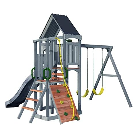 Jack & June Haven II Cedar Swingset with Swings, Slides, and Accessories – Backyard Outdoor Playground Equipment – 100% Cedar Wood – Multiple Playset Configurations for Kids of All Ages Cover
