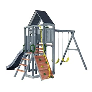 Jack & June Haven II Cedar Swingset with Swings, Slides, and Accessories – Backyard Outdoor Playground Equipment – 100% Cedar Wood – Multiple Playset Configurations for Kids of All Ages
