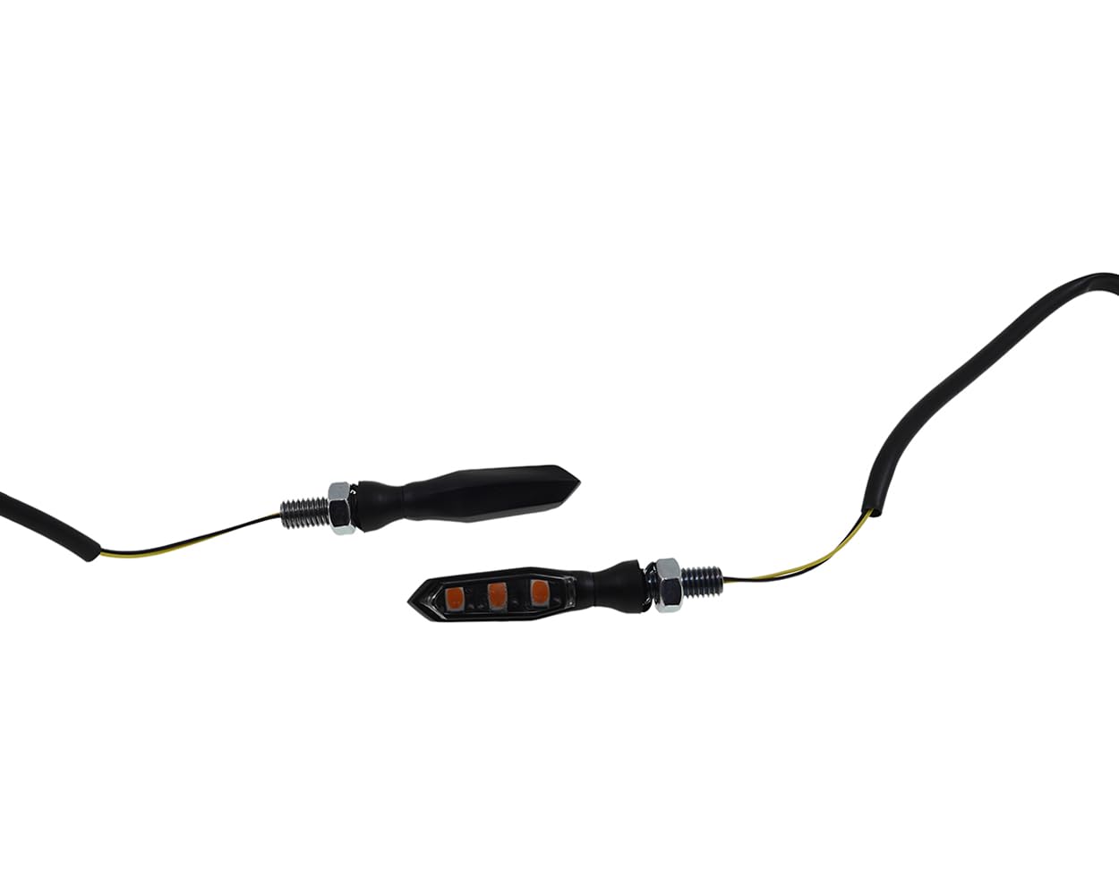 HIGHSIDER SONIC-X1 Mini LED Blinker Paar schwarz getönt 12V, ECE geprüft | Glas schwarz getönt, Metallgehäuse M8, Maße 44 × 13 × 15,5 mm; kompatibel mit Motorrad, Roller, Moped, Quad und E-Scooter