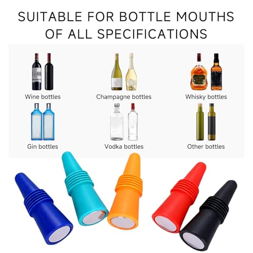 8 piezas Tapones para Vino de Silicona Alimentaria, Apón Universal para Botella, Boquillas Reutilizables con Sellado Hermético Accesorios Prácticos para Conservación y Servicio - imagen 4