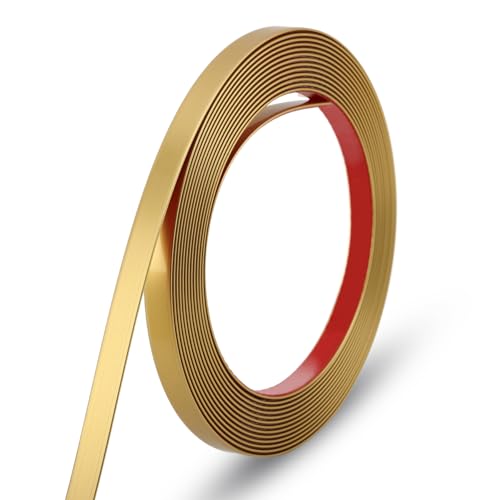 Gaahing 196.8 x 0.5 Matte Gold Molding & Wall Trim Flexible Peel and Stick Decorative Strip for Tile Mirror Ceiling Floor Panel Cabinet