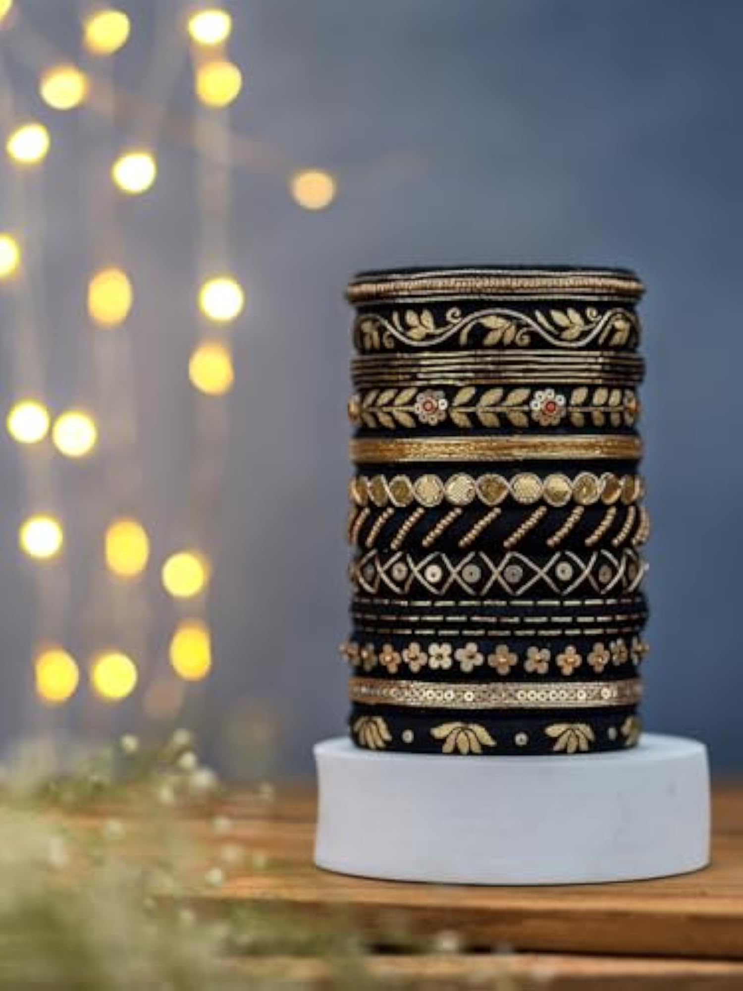 Women's Nisha Beads Handcrafted Cotton Thread Bangle Set, Size 2.8