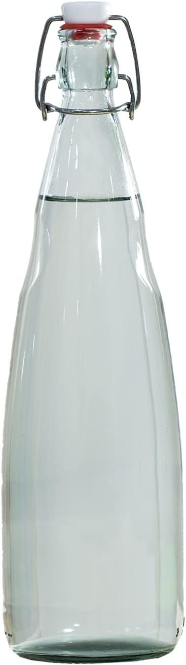 - SAND DUNE Set of 1, 1000 ml Each OPT3 Glass clip top cap water bottle with flip top cap, Leak-Proof for water, Juices - Reusable Travel Glass Drinking Fridge Bottles