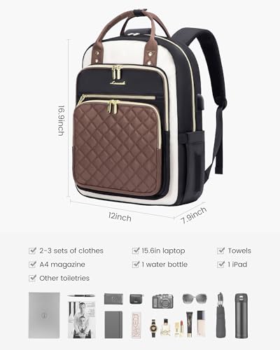 Image of LOVEVOOK Laptop Backpack Purse for Women, 15.6 inch Laptop Bag for Travel with USB Port, Water Resistant Lightweight Daypacks for College Work Business, Nurse Teacher Computer Backpacks