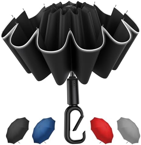 Copulan Windproof Compact Travel Umbrella,Large Strong but Light Portable and Automatic Folding Rain Umbrella, small inverted for travel size