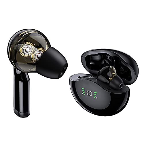 Haikun T12P Wireless Earbuds Bluetooth Headphones 4 Drivers Speakes Dual Dynamic Drivers Premium Fidelity Sound Quality 36 Hours Playing time Earphones Built-in Mic Microphone Headset for Sport