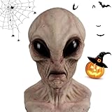Pipihome Alien Maske, Halloween Masken, Realistische Horror Maske, Alien Kostüm, Gruselige Latex Vollkopf Masken für Halloween Karneval Kostüm Party