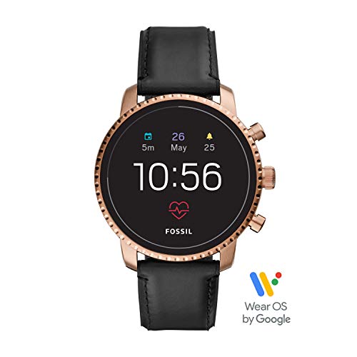 Fossil Men's Gen 4 Explorist Hr Heart Rate Stainless Steel And Leather Touchscreen Smartwatch, Color: Rose Gold, Black (Model: Ftw4017 #TOP5